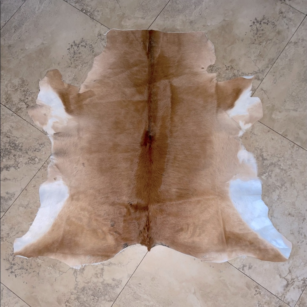 Tan & White Cowhide Rug